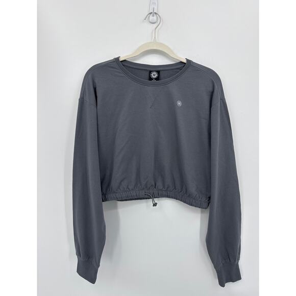 Pacsun Diana Soft Cinched Crew Neck Cropped Gray Sweatshirt Medium Nwot - Picture 2 of 8